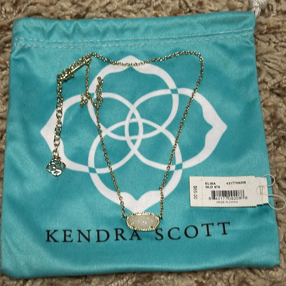 Kendra Scott Elisa Gold Pendant Necklace in Iridescent Drusy